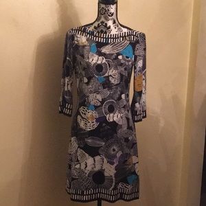 Ali Ro Printed Shift Dress 3/4 Sleeve New W/O Tag